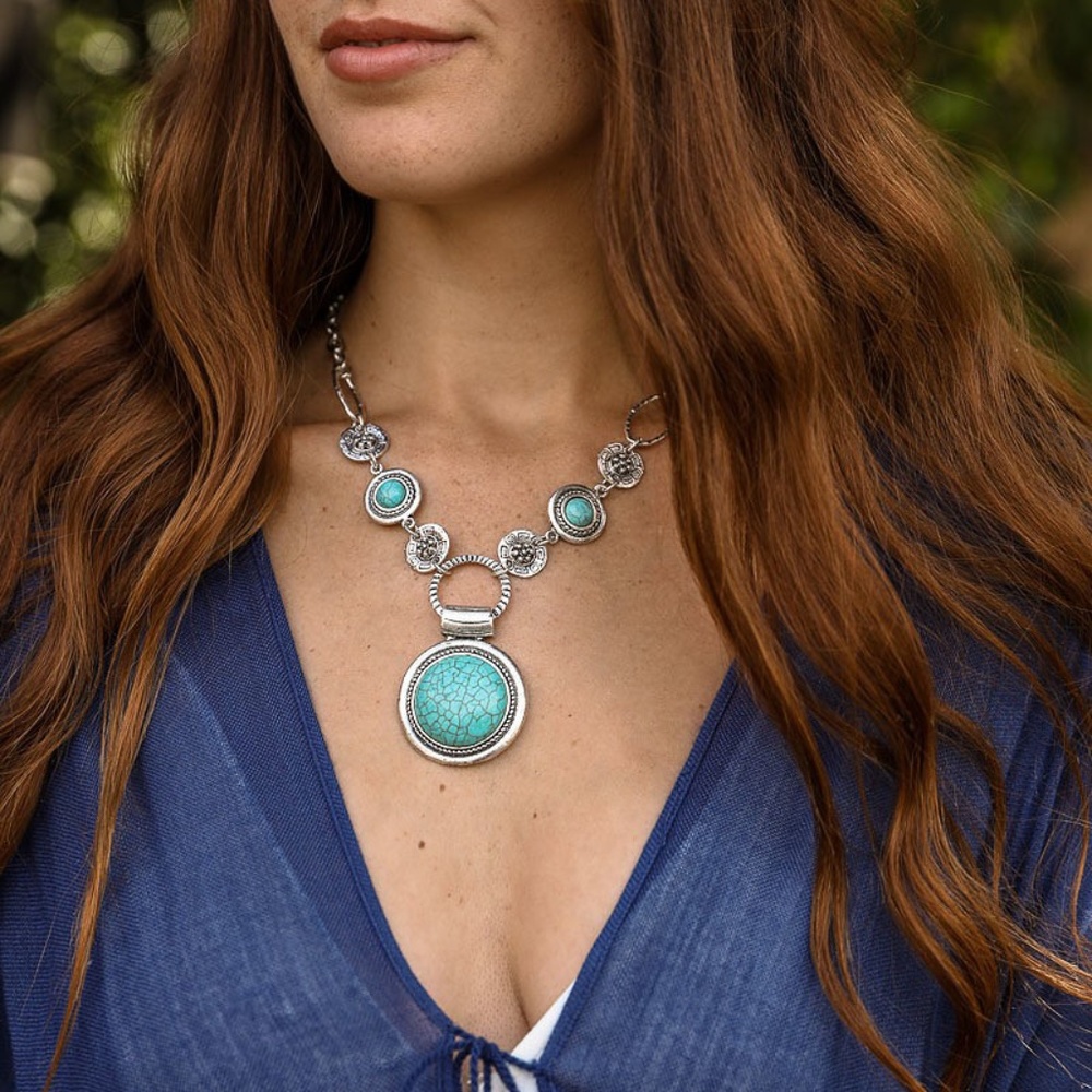BOHO Hope Turquoise Necklace Handcut Stones